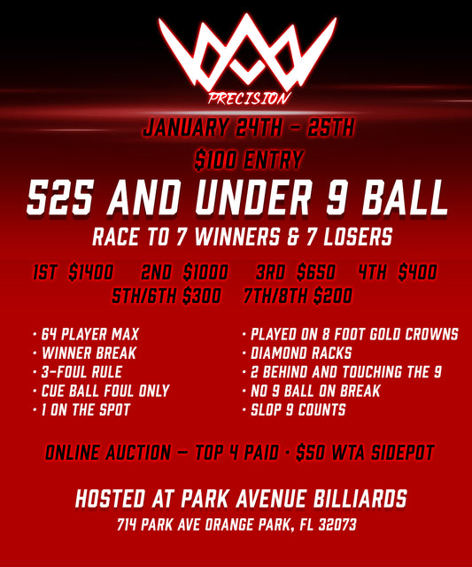 Precision's 525 and Under 9 Ball
