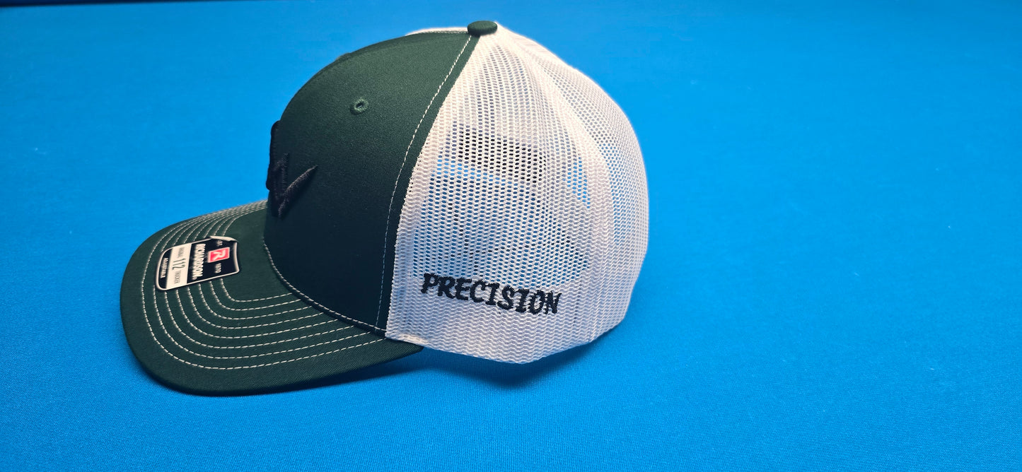 Precision Snapback Dark Green on White