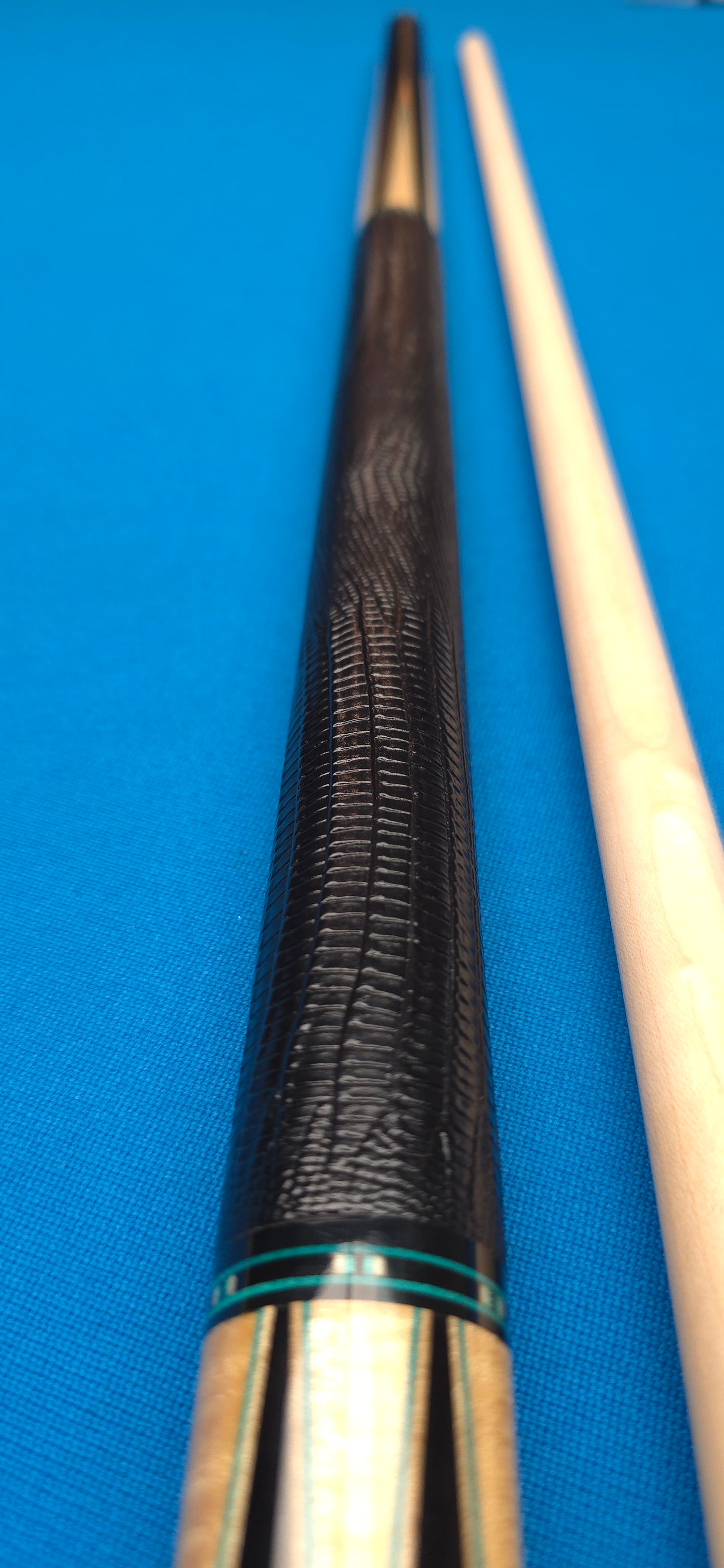 Precision Inlayed No. 3 – Ebony & Curly Maple with Blue-Green Inlay